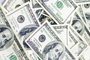 Pile of hundred-dollar bills