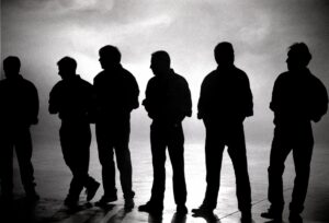 Silhouettes of a group of people